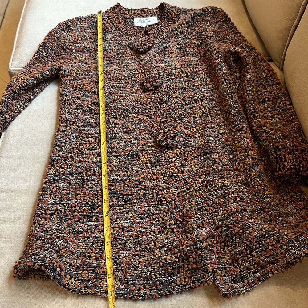 Jamie Kreitman New York Boucle Knit Cardigan Sweater Medium USA Tweed Fall - Picture 13 of 13